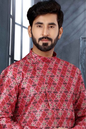 Silk Digital Print Kurta Pajama In Multicolour - KP4120498