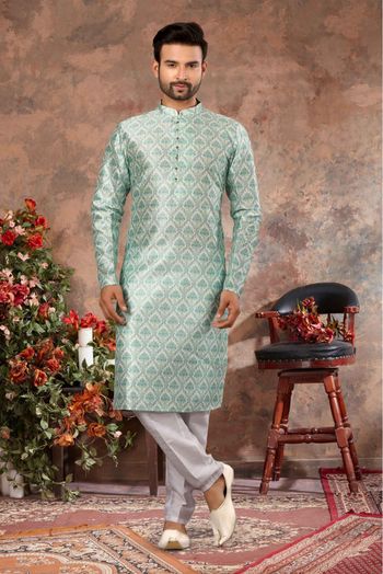 Silk Digital Print Kurta Pajama In Multicolour - KP4120503