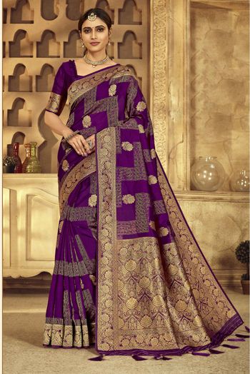 Ahesas Fashion 5.5 m (separate blouse piece) Purple Color pure Banarasi Silk  Designer Saree, With Blouse Piece at Rs 649 in Surat