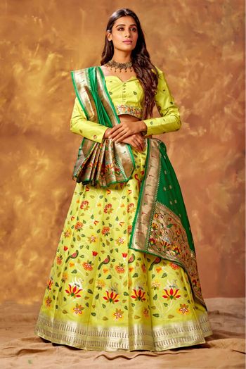 Silk Woven Lehenga Choli In Green Colour - LD5413103