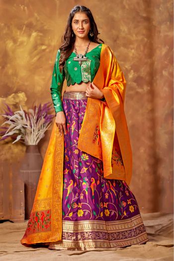 Silk Woven Lehenga Choli In Purple Colour - LD5413105