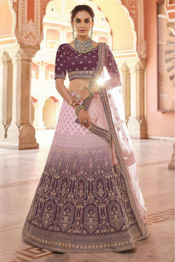 Buy Wine Color Embellished Designer Lehenga with Dupatta Online in USA –  Pure Elegance