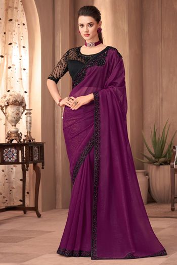 Georgette Silk Purple Saree SR01352266