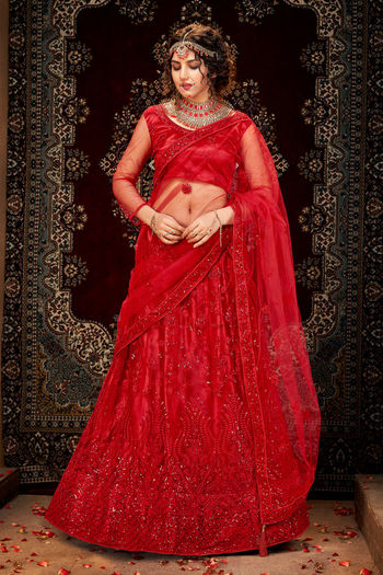 Net Red Lehenga Choli LD01352252