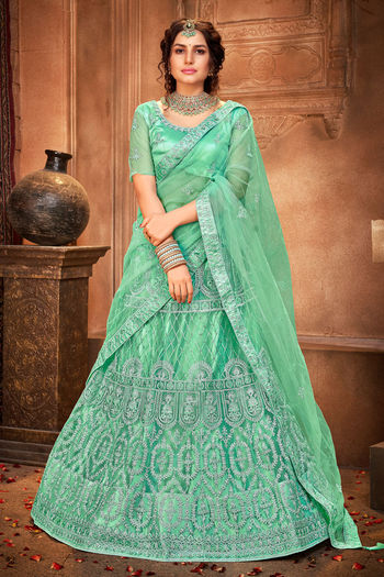 Net Turquoise Lehenga Choli LD01352253