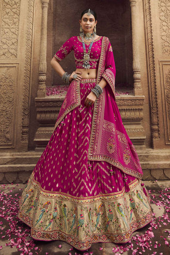 Pure Organza Lehenga Choli With Heavy Thread Embroidery with Cut, Mirror  and Zarkan Work LD01353097