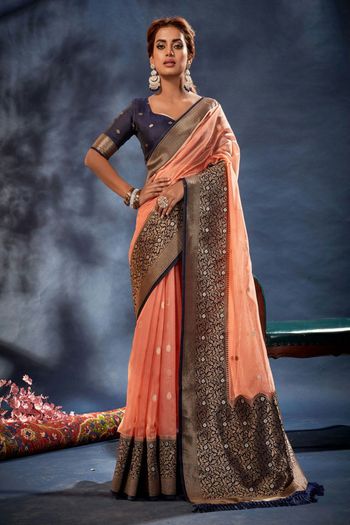 Organza Woven Sarees SR01352180