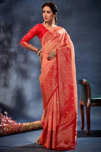 Organza Woven Sarees SR01352181