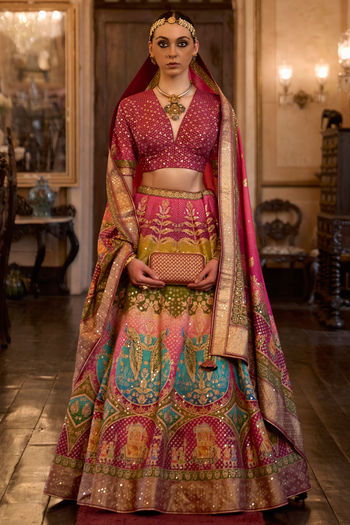 Buy LooknBook Art Rajwadi Chanderi Silk with Hand Made Flower Wedding  Lehenga Choli at Amazon.in