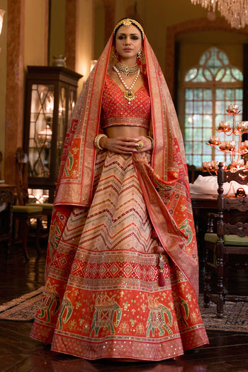 Peach Colored Bridal Wear Designer Lehenga Choli With Dupatta – Cygnus  Fashion