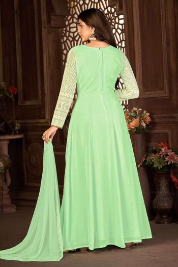 Faux Georgette Thread Embroidery  Anarkali Suit