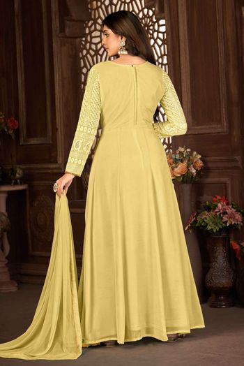 Faux Georgette Thread Embroidery  Anarkali Suit