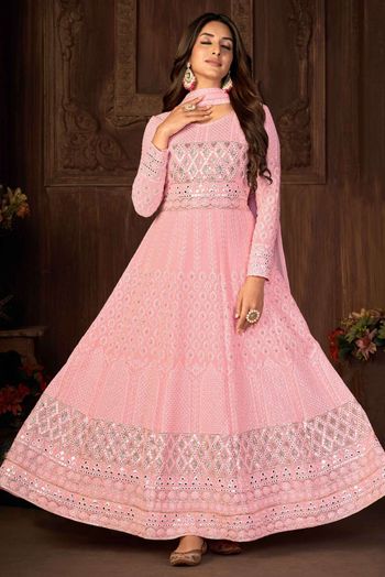 Faux Georgette Sequins Embroidery Anarkali Suit