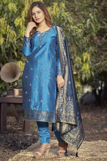 Banarasi Silk Blend Straight Suit  SM05540330