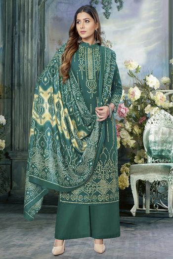 Green Straight Cut Pant Suit With Embroidery 4422SL05