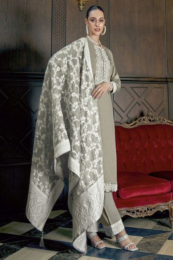 Diamond Work Cotton Silk Unstitched Palazzo Pant Suit Sm04450915