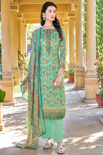 Embroidered Cotton Silk Unstitched Palazzo Pant Suit Sm04450869