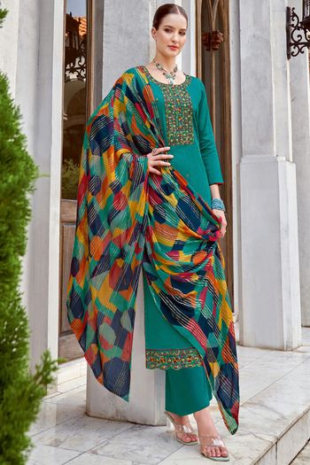 Embroidered Cotton Silk Unstitched Palazzo Pant Suit Sm04450905