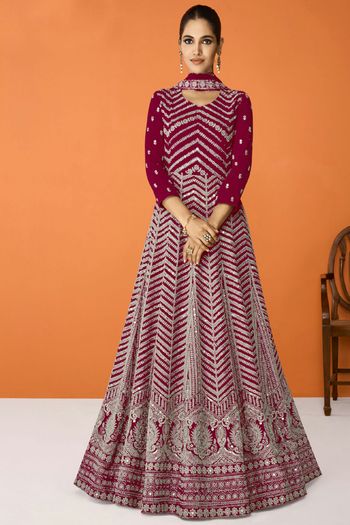 Embroidered Georgette Semi Stitched Churidar Suit Sm04450801