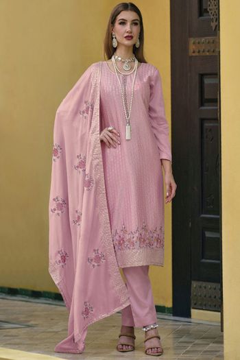 Embroidered Georgette Semi Stitched Salwar Suit Sm04450849