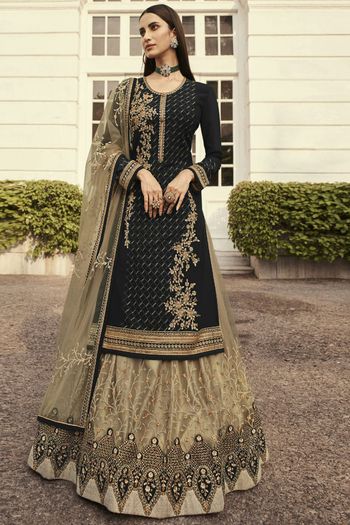 Black Multicolor Thread, Sequins and Beads work Peplum Style Lehenga –  Seasons Chennai