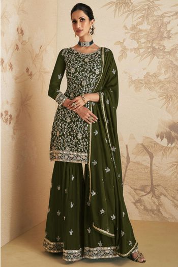 Buy online Embroidered Semi-stitched Sharara Suit Set from Suits & Dress  material for Women by Divine International Trading Co for ₹2699 at 55% off  | 2024 Limeroad.com