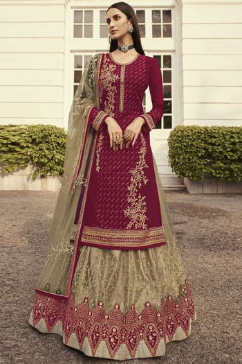 Chinon Chiffon Embroidery Lehenga Suit In Baby Pink Colour - SM3210952