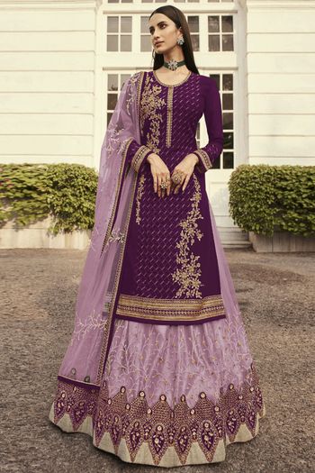 Embroidered Georgette Semi Stitched Sharara Suits Sm04450815