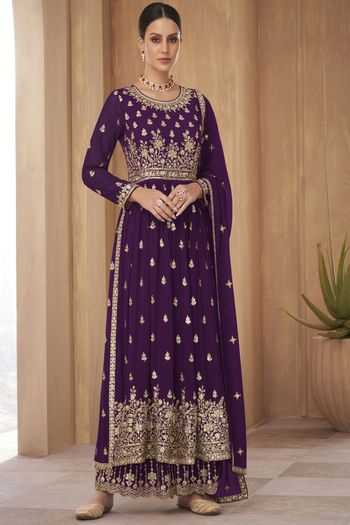 Embroidered Georgette Stitched Palazzo Pant Suit Sm04450828