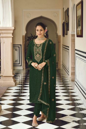 embroidered semi-stitched straight pant suit set