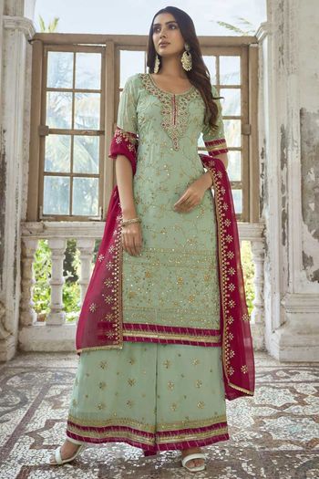 Georgette Embroidery Party Wear Palazzo