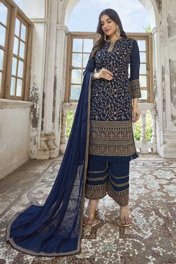 Georgette Embroidery Party Wear Palazzo