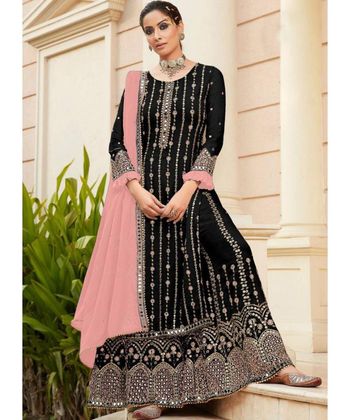 Georgette Unstitched Mirror Top And Bottom With Dupatta Sm04451028