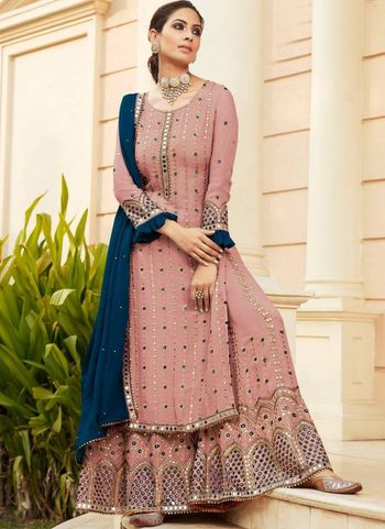 Georgette Unstitched Mirror Top And Bottom With Dupatta Sm04451023