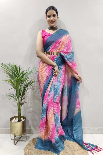 Saree : Multicolor georgette printed saree