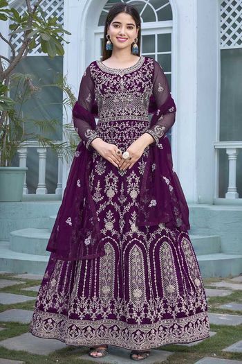 Heavy Butterfly Net Embroidery Anarkali Suit SM05540328