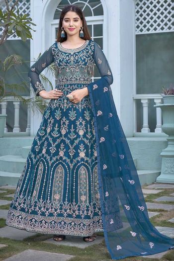 Heavy Butterfly Net Embroidery Anarkali Suit  SM05540325