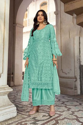 Heavy Thread And Coding Embroidery With Diamond Work Salwar Kameez Sm01352819