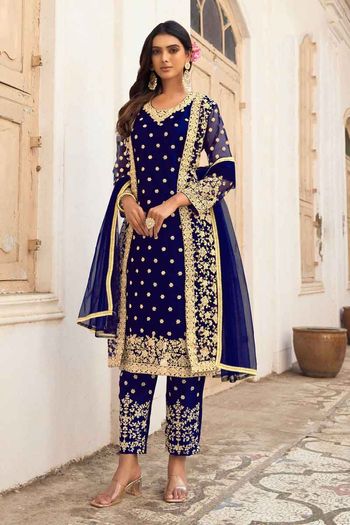 Heavy Thread Embroidery With Diamond Work Salwar Kameez Sm01352770