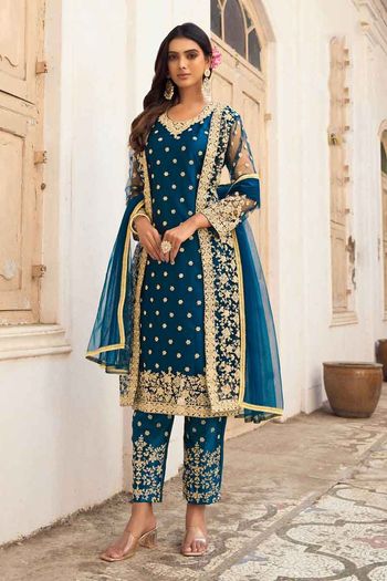 Heavy Thread Embroidery With Diamond Work Salwar Kameez Sm01352766