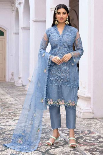 Heavy Thread Embroidery With Sequins Work Salwar Kameez Sm01352753