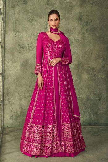 Chinon Chiffon Embroidery Lehenga Suit In Baby Pink Colour - SM3210952