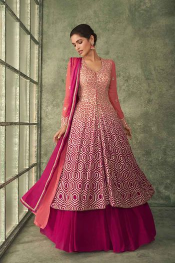 Chinon Chiffon Embroidery Lehenga Suit In Baby Pink Colour - SM3210952