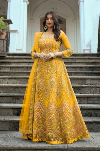 Heavy Thread Embroidery With Sequins Work Salwar Kameez Sm01352834