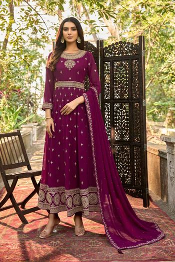 Heavy Thread Embroidery With Zari Sequins Work Salwar Kameez Sm01352794