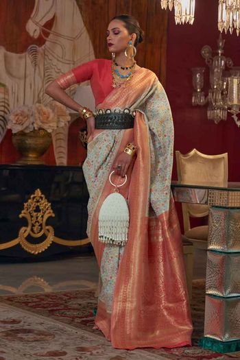 Jacquard Woven Work Silk Saree With Blouse Sr01352446