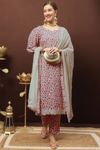 Kashmiri Digital Print With Resham Thread Work & Cutwork Dress With Bottom Sm04580364