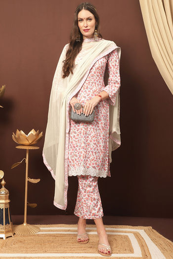 Kashmiri Digital Print With Resham Thread Work & Cutwork Dress With Bottom Sm04580365