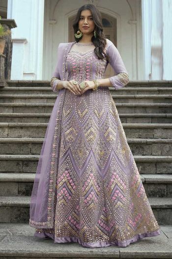 Net Embroidered Anarkali Salwar Kameez  SM05540270