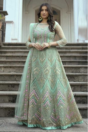 Net Embroidered Anarkali Salwar Kameez SM05540267